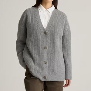 Quince Mongolian Cashmere Oversized Boyfriend Cardigan Sweater